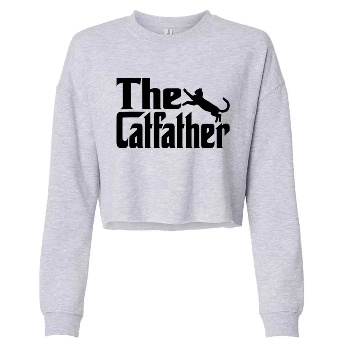 Cat Father Kitty Dad Fathers Day Meow Feline Cropped Pullover Crew