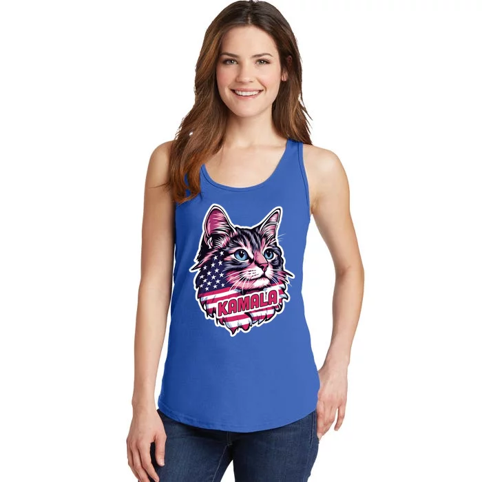 Cats For Kamala Harris Cute Red Blue Flag America Forward Gift Ladies Essential Tank