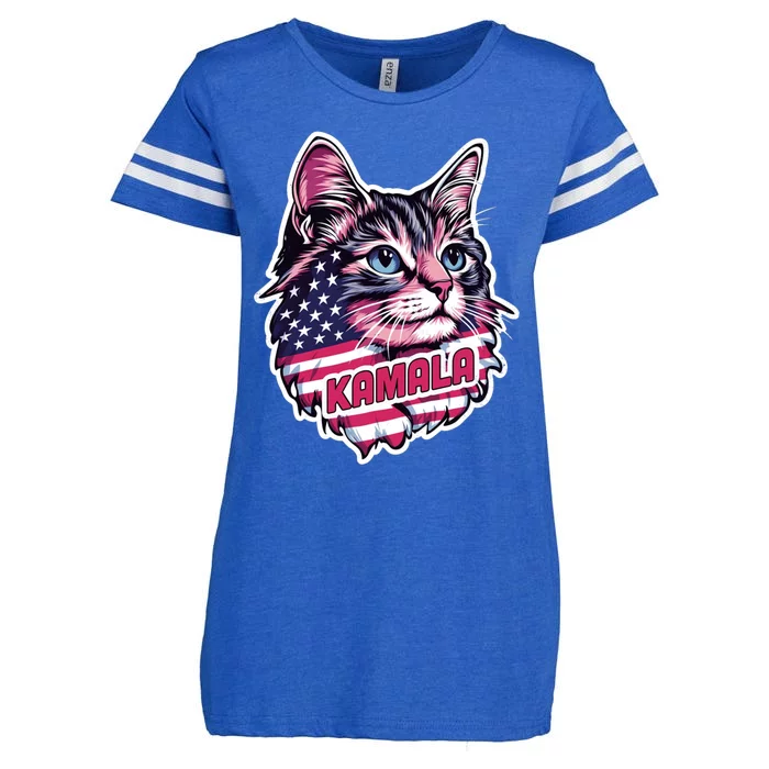 Cats For Kamala Harris Cute Red Blue Flag America Forward Gift Enza Ladies Jersey Football T-Shirt