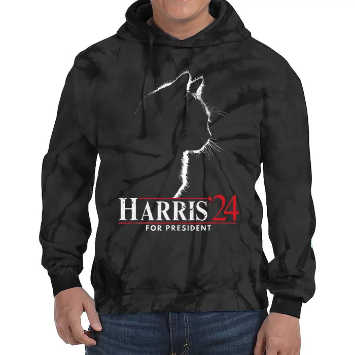 Cats For Kamala Harris 24 Tie Dye Hoodie