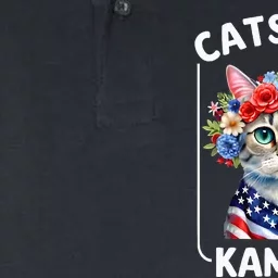 Cat For Kamala Funny Cat With Flowers American Usa Flag 2024 Softstyle Adult Sport Polo