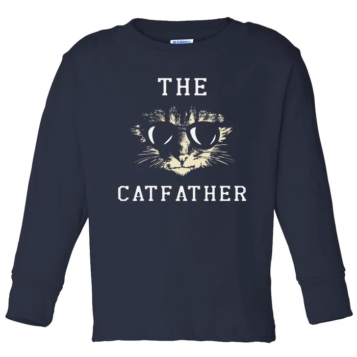 Cat Father Kitty Dad Fathers Day Meow Feline Toddler Long Sleeve Shirt