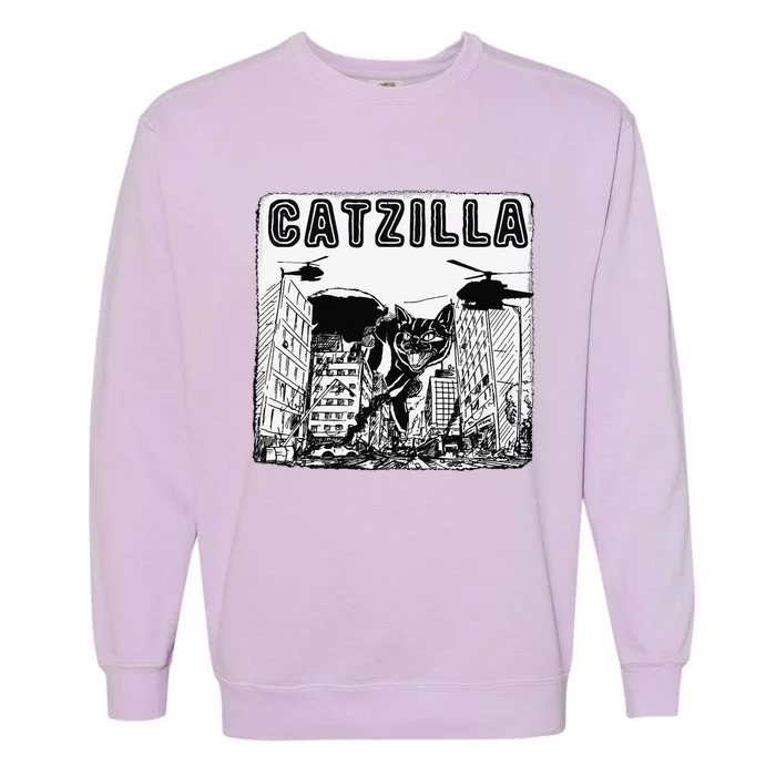 CATZILLA Funny Kitty Cat Lovers Garment-Dyed Sweatshirt