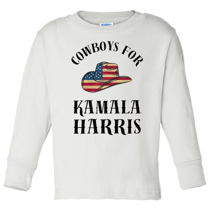 Cowboys For Kamala Harris Walz 2024 Madam President Election Premium Toddler Long Sleeve Shirt