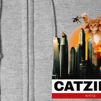 CATZILLA Funny Kitty For Cat Lovers To Halloween Full Zip Hoodie