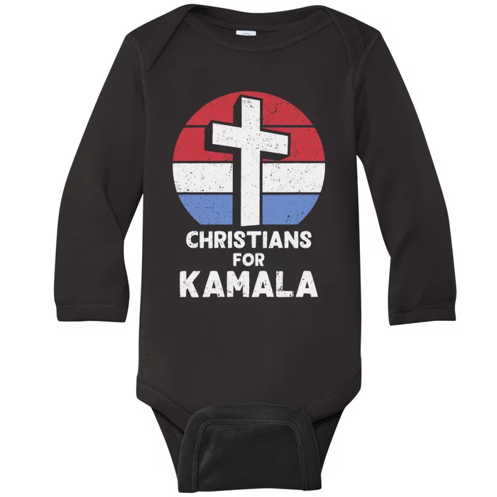 Christians For Kamala Harris 2024 Evangelical Voter Support Design Baby Long Sleeve Bodysuit