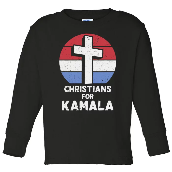 Christians For Kamala Harris 2024 Evangelical Voter Support Design Toddler Long Sleeve Shirt