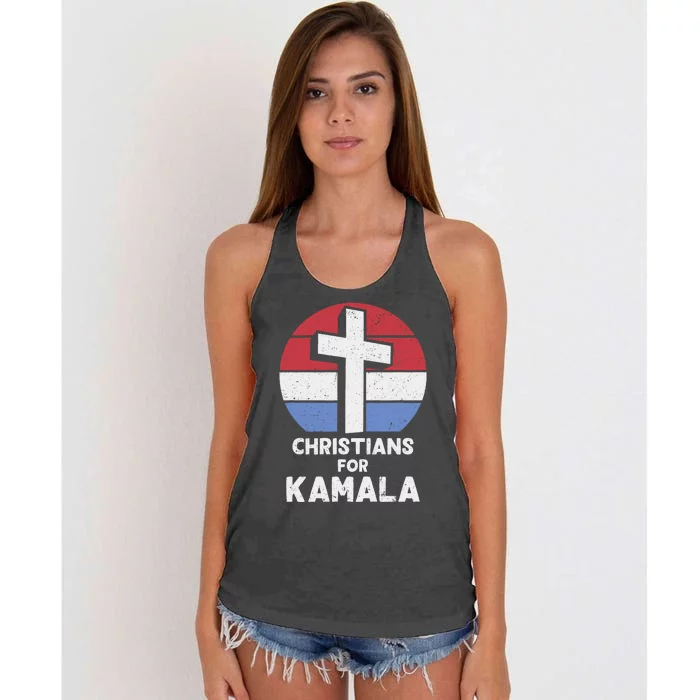 Christians For Kamala Harris 2024 Evangelical Voter Support Design Women's Knotted Racerback Tank