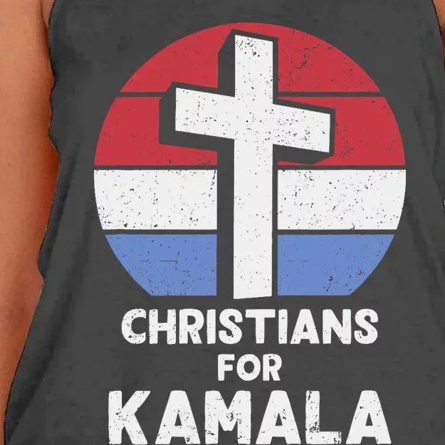 Christians For Kamala Harris 2024 Evangelical Voter Support Design Women's Knotted Racerback Tank