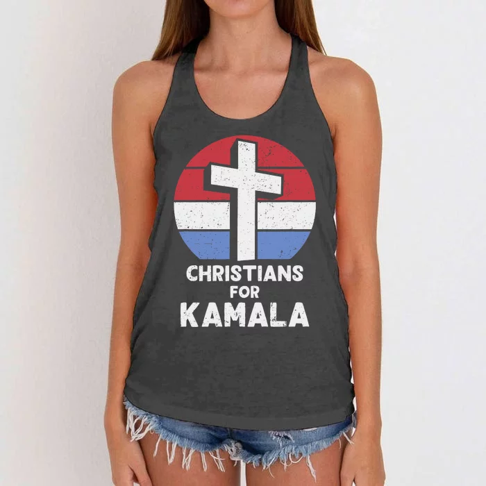 Christians For Kamala Harris 2024 Evangelical Voter Support Design Women's Knotted Racerback Tank