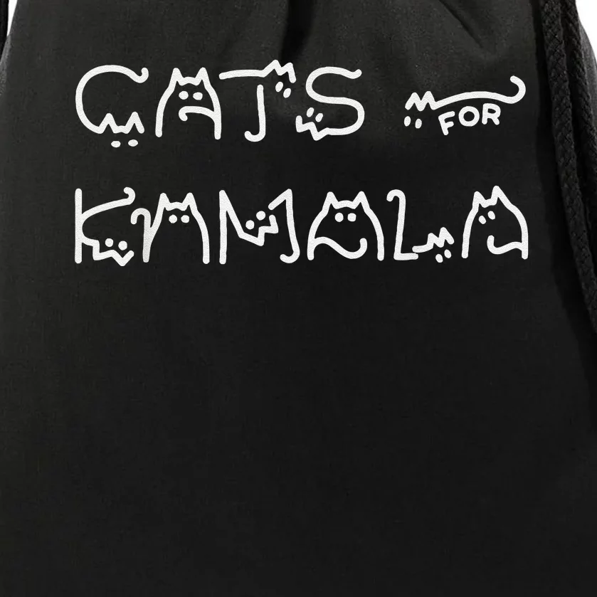 Cat For Kamala Kamala Harris Cat Lettering Positive Funny Drawstring Bag