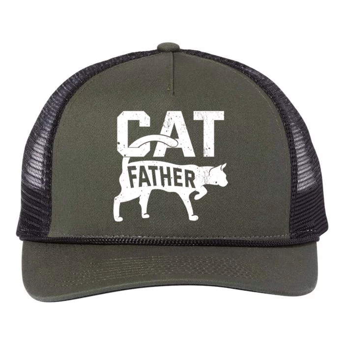 Cat Father Kitten Pet Owner Meow FatherS Day Retro Rope Trucker Hat Cap