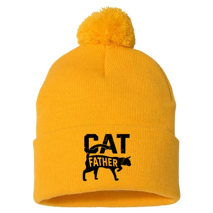 Cat Father Kitten Pet Owner Meow FatherS Day Pom Pom 12in Knit Beanie