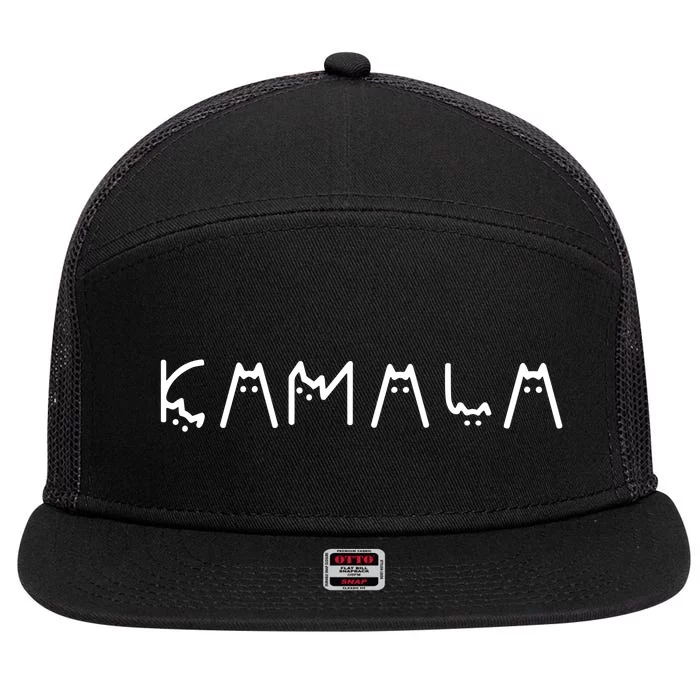 Cats For Kamala Harris 2024 7 Panel Mesh Trucker Snapback Hat