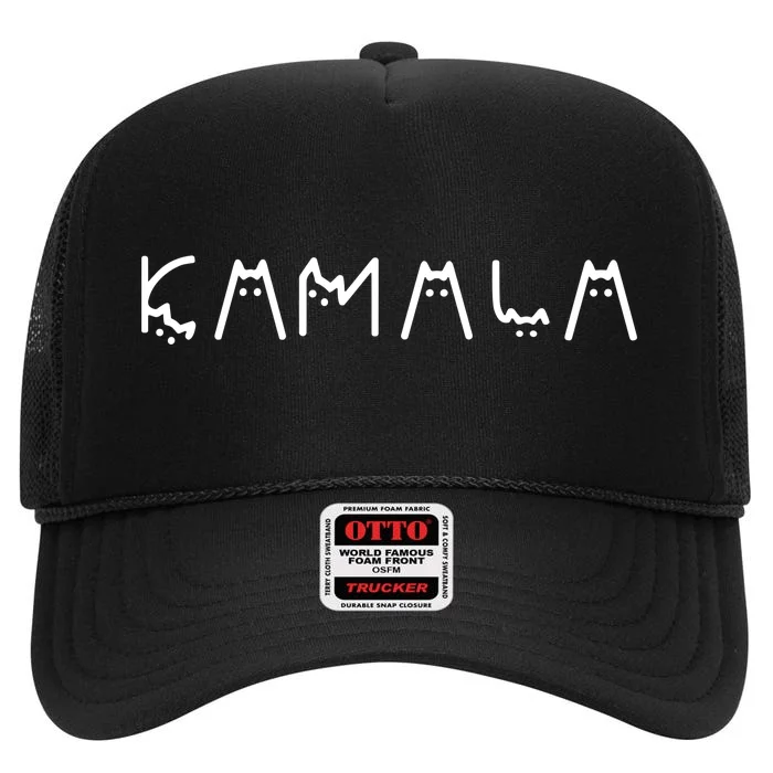 Cats For Kamala Harris 2024 High Crown Mesh Trucker Hat