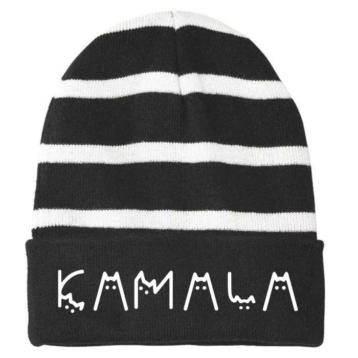 Cats For Kamala Harris 2024 Striped Beanie with Solid Band