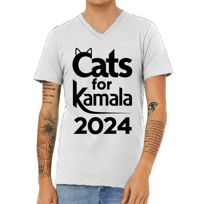 Cats For Kamala 2024 Funny Political Harris Supporter V-Neck T-Shirt