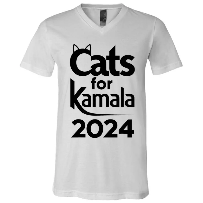 Cats For Kamala 2024 Funny Political Harris Supporter V-Neck T-Shirt