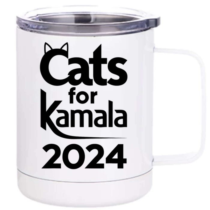 Cats For Kamala 2024 Funny Political Harris Supporter Front & Back 12oz Stainless Steel Tumbler Cup