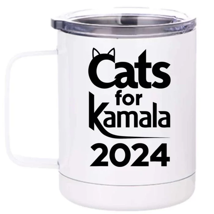 Cats For Kamala 2024 Funny Political Harris Supporter Front & Back 12oz Stainless Steel Tumbler Cup