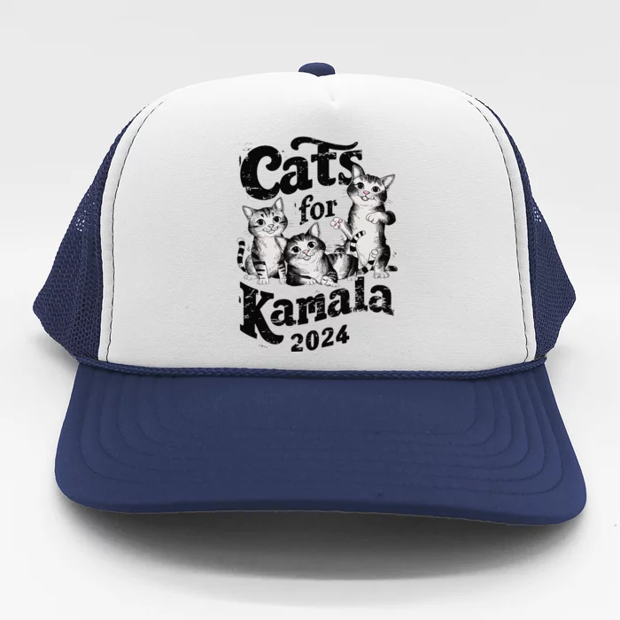 Cats For Kamala 2024 Funny President Kamala Harris Gift Trucker Hat