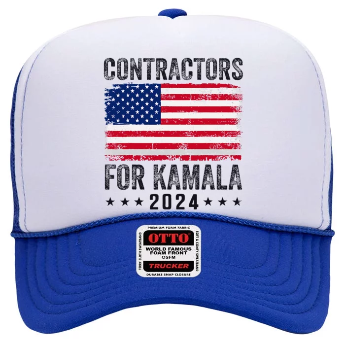 Contractors For Kamala 2024 High Crown Mesh Trucker Hat