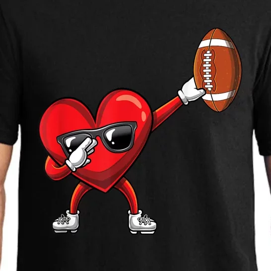 Cute Football Lover Heart Dabbing Valentines Day Gift Pajama Set