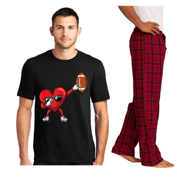 Cute Football Lover Heart Dabbing Valentines Day Gift Pajama Set