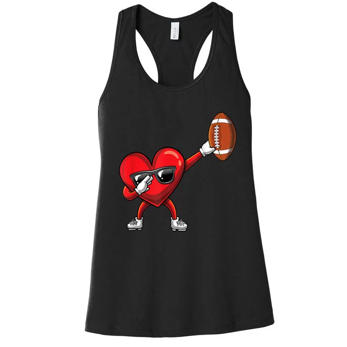 Cute Football Lover Heart Dabbing Valentines Day Gift Women's Racerback Tank