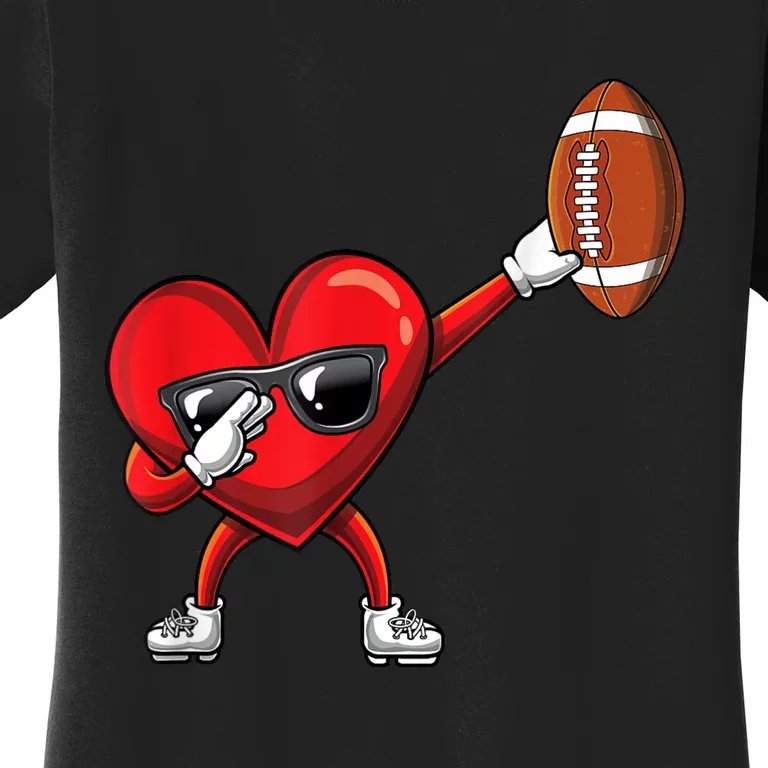 Cute Football Lover Heart Dabbing Valentines Day Gift Women's T-Shirt