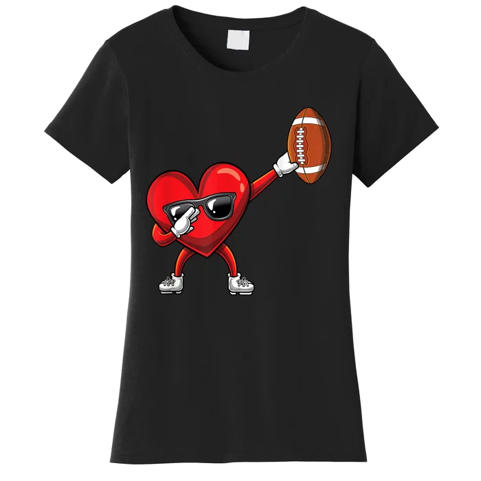 Cute Football Lover Heart Dabbing Valentines Day Gift Women's T-Shirt