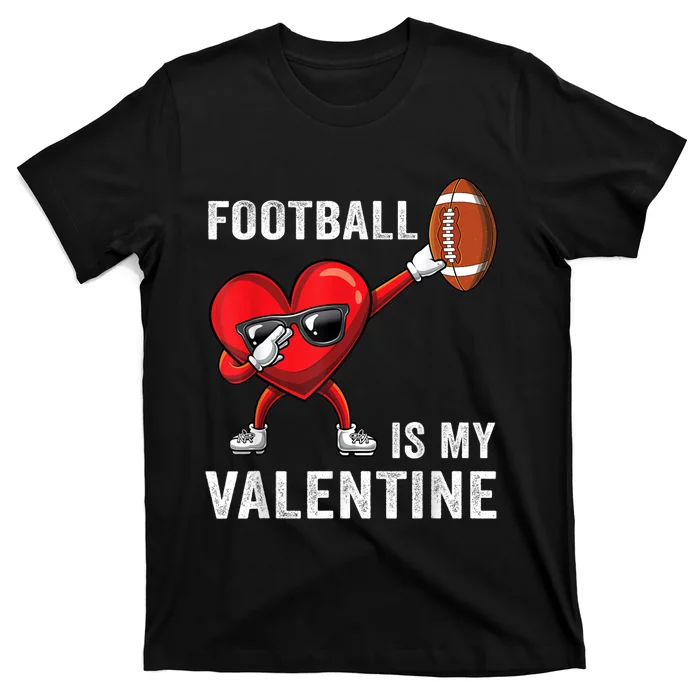 Cute Football Lover Heart Dabbing Valentines Day Gift T-Shirt