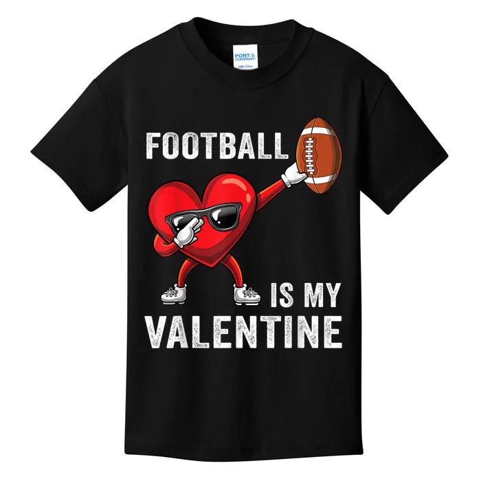 Cute Football Lover Heart Dabbing Valentines Day Gift Kids T-Shirt