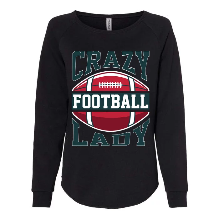 Crazy Football Lady Rugby Graphic Womens California Wash Sweatshirt