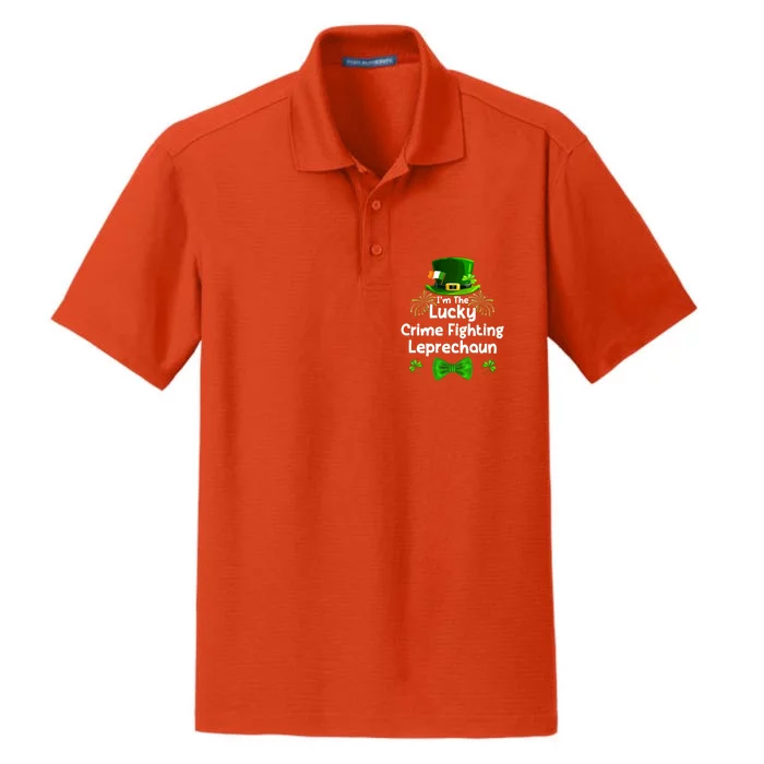 Crime Fighting Leprechaun St Patricks Day Police Officer Cop Funny Gift Dry Zone Grid Performance Polo