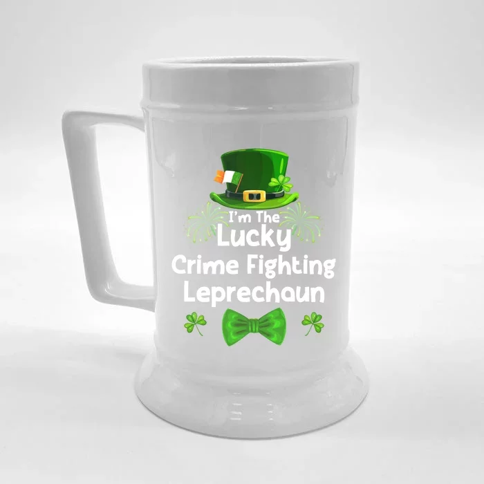 Crime Fighting Leprechaun St Patricks Day Police Officer Cop Funny Gift Front & Back Beer Stein