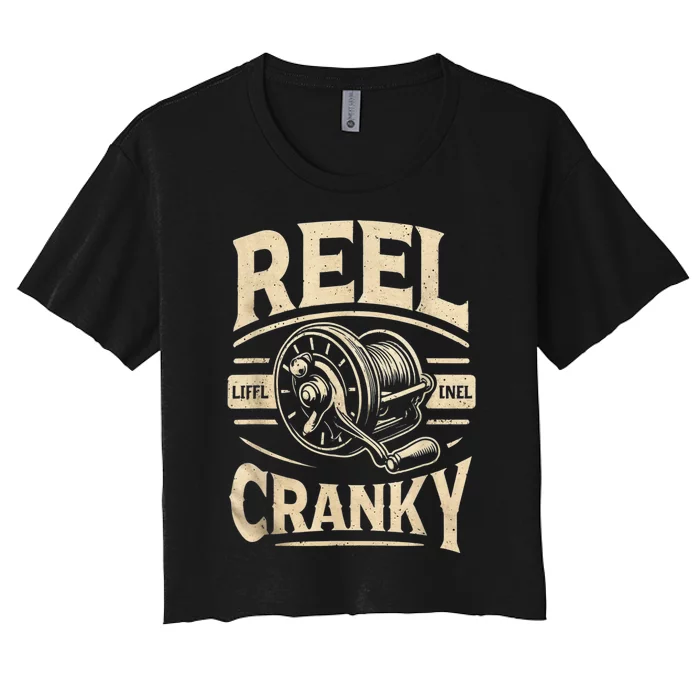 Crankbait Fishing Lure Cranky Funny Gift Ideas For Fishing Women's Crop Top Tee