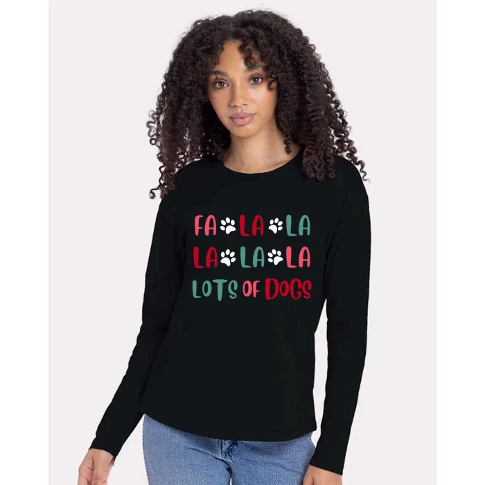 Cute Fa La La Lots Of Dogs Christmas Dog Love Xmas Womens Cotton Relaxed Long Sleeve T-Shirt