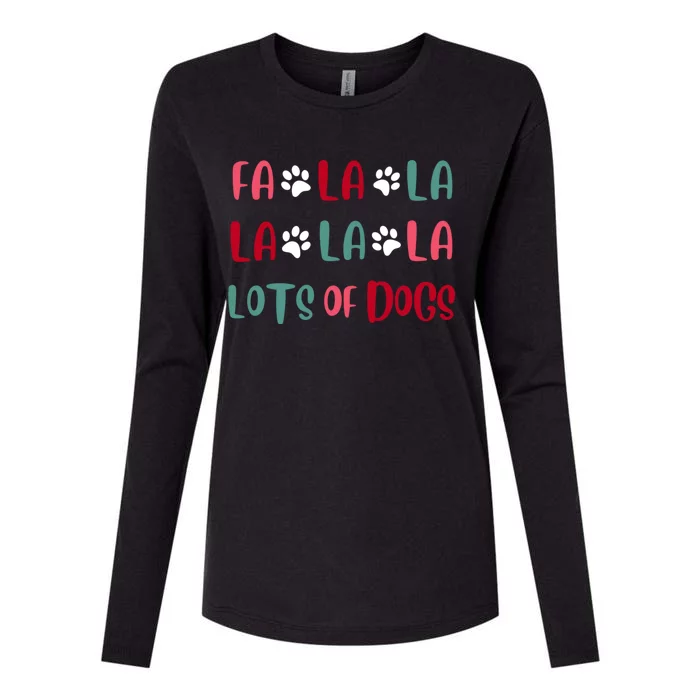 Cute Fa La La Lots Of Dogs Christmas Dog Love Xmas Womens Cotton Relaxed Long Sleeve T-Shirt