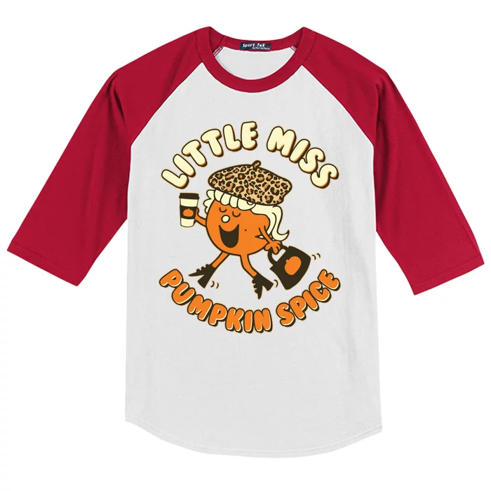 Cute Funny Little Miss Pumpkin Spice Kids Colorblock Raglan Jersey