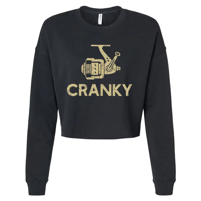 Crankbait Fishing Lure Cranky Funny Gift Ideas For Fishing Cropped Pullover Crew