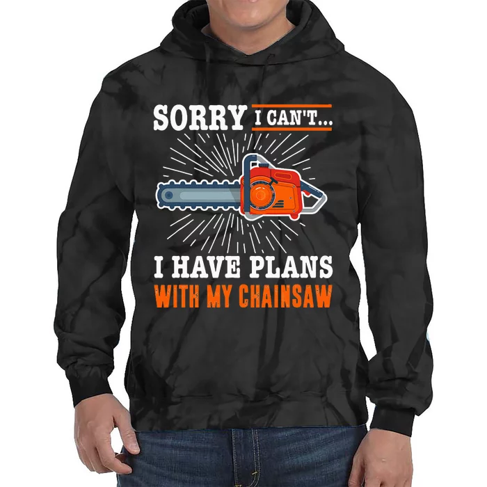 Chainsaw Funny Logging Lumberjack Woodcutter Tie Dye Hoodie