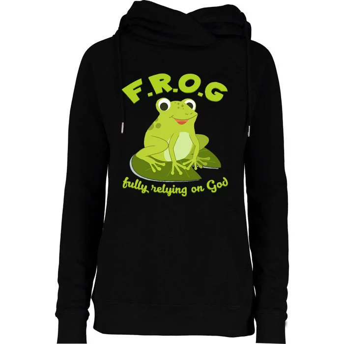 Christian Frog Lover Womens Funnel Neck Pullover Hood