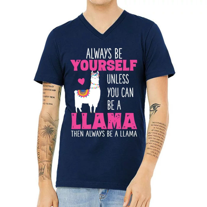 Cute Funny Llama Llamas Lover Girl V-Neck T-Shirt