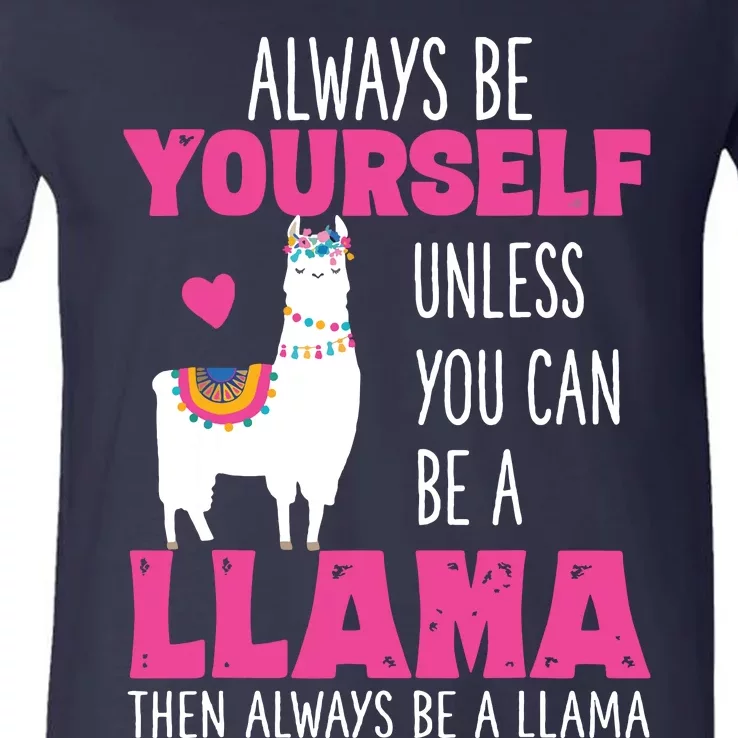 Cute Funny Llama Llamas Lover Girl V-Neck T-Shirt