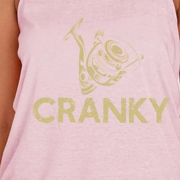 Crankbait Fishing Lure Cranky Funny Gift Ideas For Fishing Women's Knotted Racerback Tank