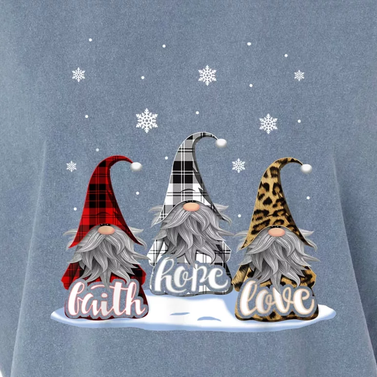 Christmas Faith Love Hope Gnome Red Leopard Plaid Snow Xmas Funny Gift Garment-Dyed Women's Muscle Tee