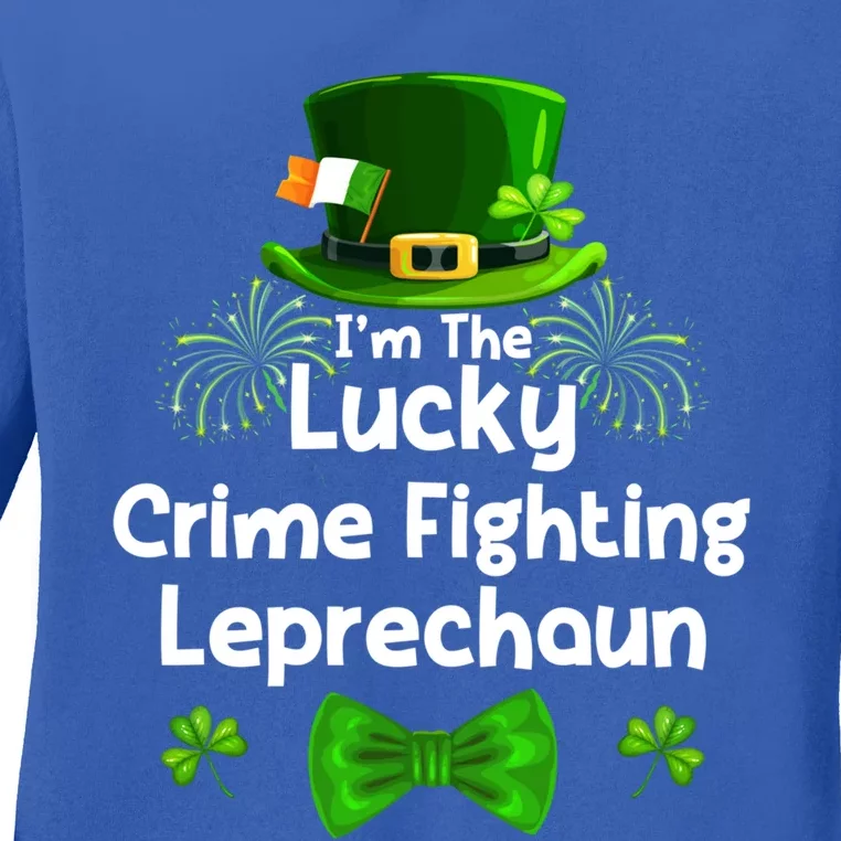 Crime Fighting Leprechaun St Patricks Day Police Officer Cop Gift Ladies Long Sleeve Shirt