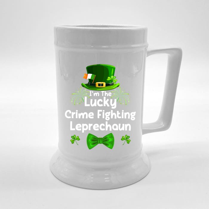 Crime Fighting Leprechaun St Patricks Day Police Officer Cop Gift Front & Back Beer Stein