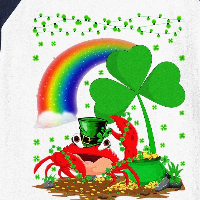 Crab Fish Lover Shamrock Leaf Rainbow Crab St Patrick's Day Baseball Sleeve Shirt